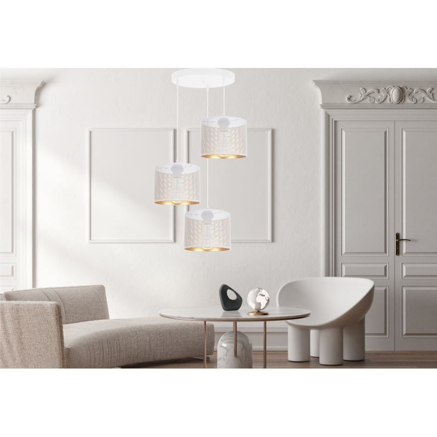 Candelabro suspenso ALDO 3xE27/60W/230V diâmetro 45 cm branco