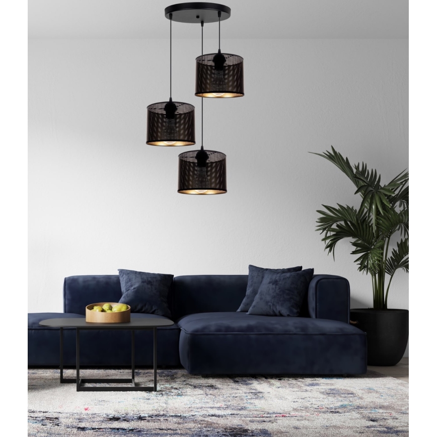 Candelabro suspenso ALDO 3xE27/60W/230V diâmetro 45 cm preto