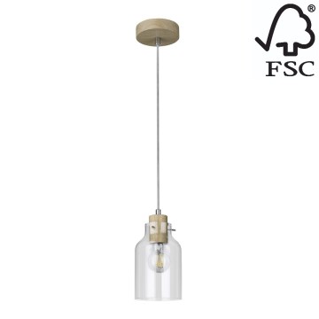 Candelabro suspenso ALESSANDRO 1xE27/60W/230V carvalho  - certificado por FSC