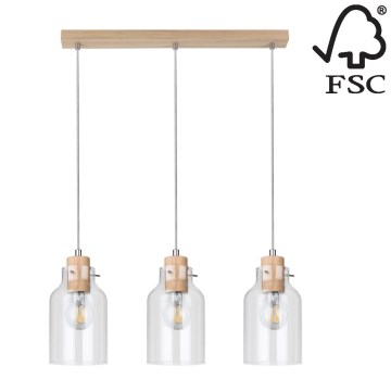 Candelabro  suspenso ALESSANDRO 3xE27/60W/230V carvalho - certificado por FSC