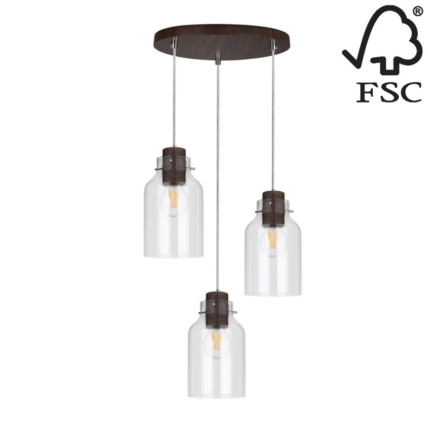 Candelabro suspenso ALESSANDRO 3xE27/60W/230V faia - certificado por FSC