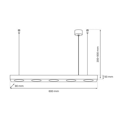 Candelabro suspenso ALEXANDER 5xGX53/12W/230V preto