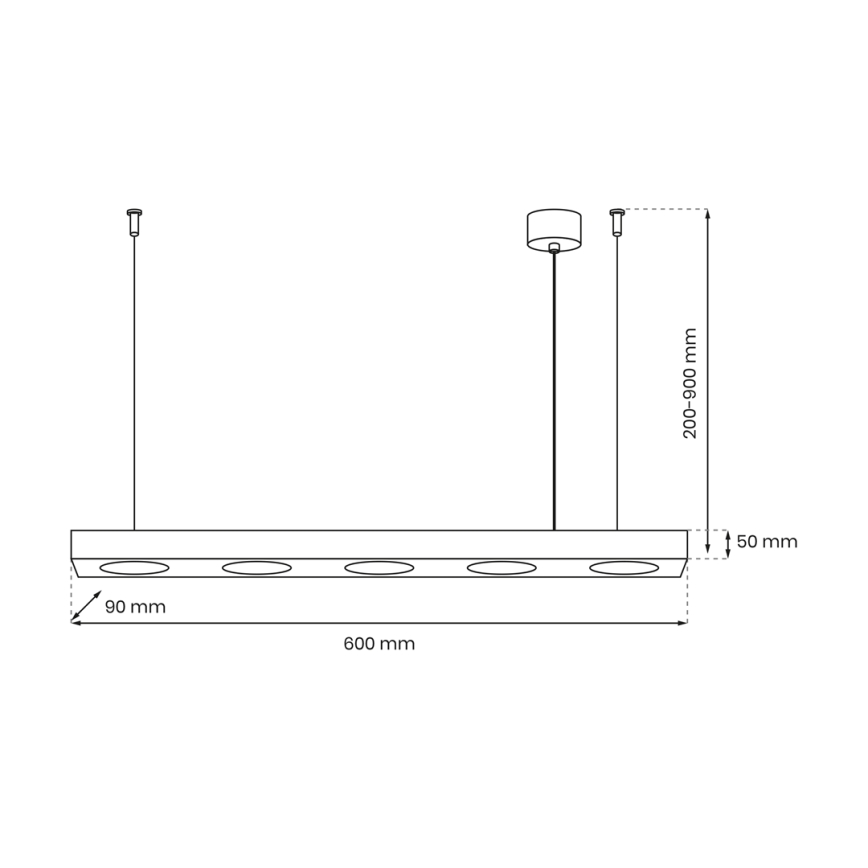 Candelabro suspenso ALEXANDER 5xGX53/12W/230V preto