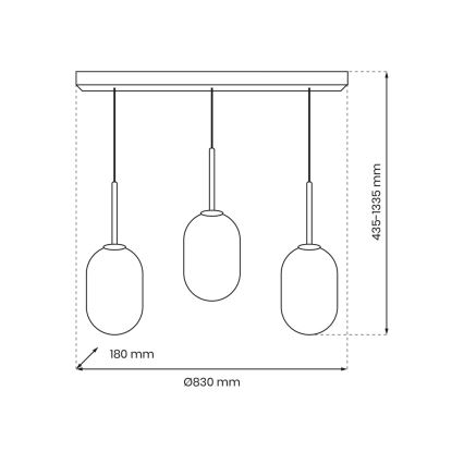 Candelabro suspenso ALIAS 3xE14/40W/230V preto/cinzento