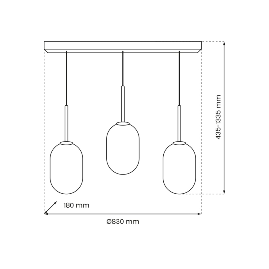 Candelabro suspenso ALIAS 3xE14/40W/230V preto/cinzento