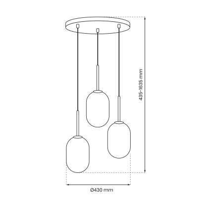 Candelabro suspenso ALIAS 3xE14/40W/230V preto/cinzento
