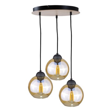 Candelabro suspenso AMBRE WOOD 3xE27/60W/230V diâmetro 30 cm
