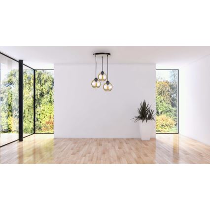 Candelabro suspenso AMBRE WOOD 3xE27/60W/230V diâmetro 30 cm