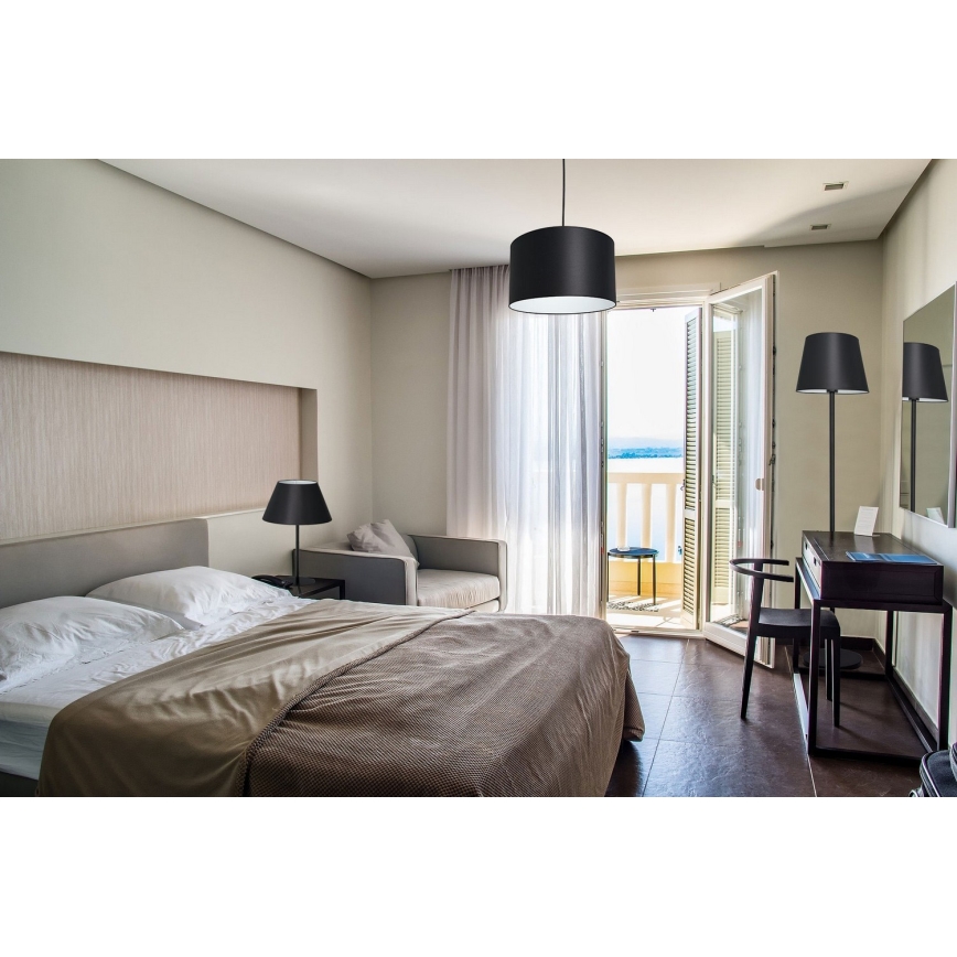 Candelabro suspenso ARDEN 1xE27/60W/230V diâmetro 25 cm preto/branco