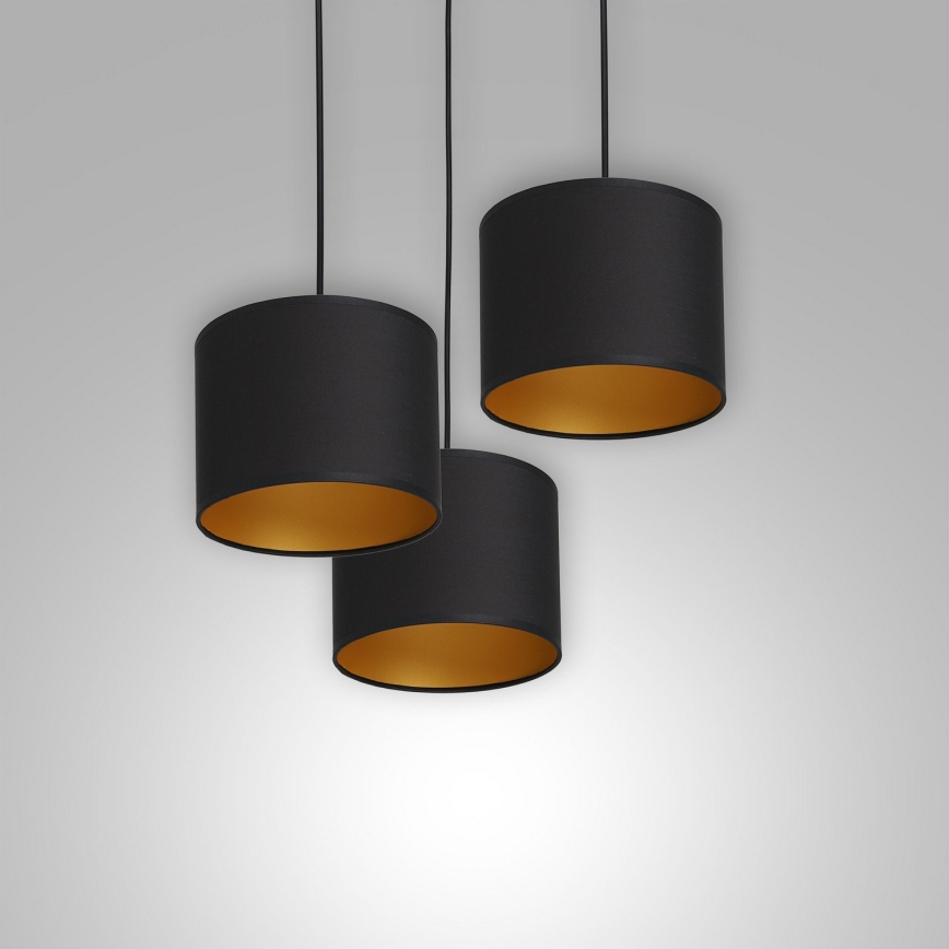 Candelabro suspenso ARDEN 3xE27/60W/230V preto/dourada