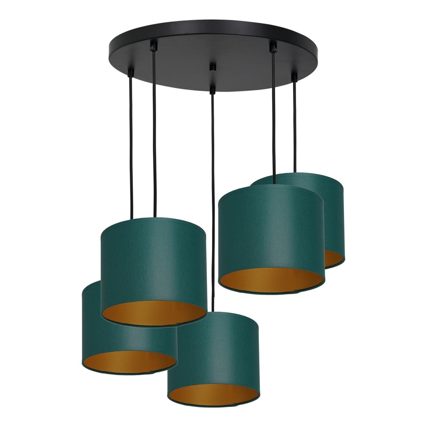 Candelabro suspenso ARDEN 5xE27/60W/230V verde/dourado