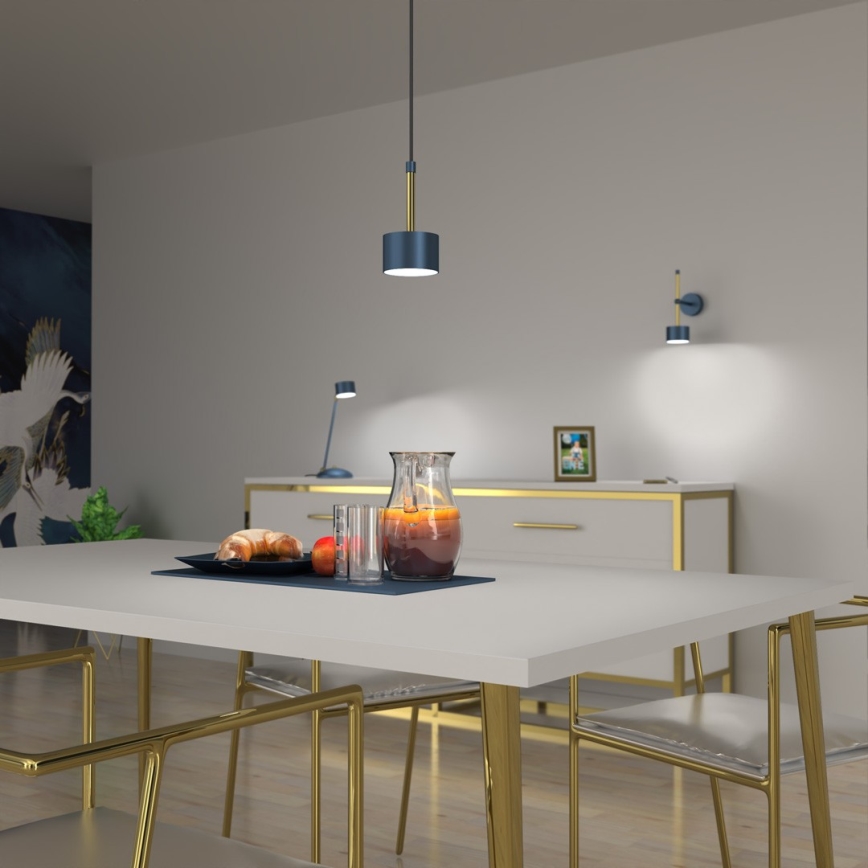 Candelabro suspenso ARENA 1xGX53/11W/230V azul/dourado