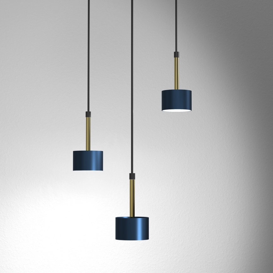 Candelabro suspenso ARENA 3xGX53/11W/230V azul/dourado
