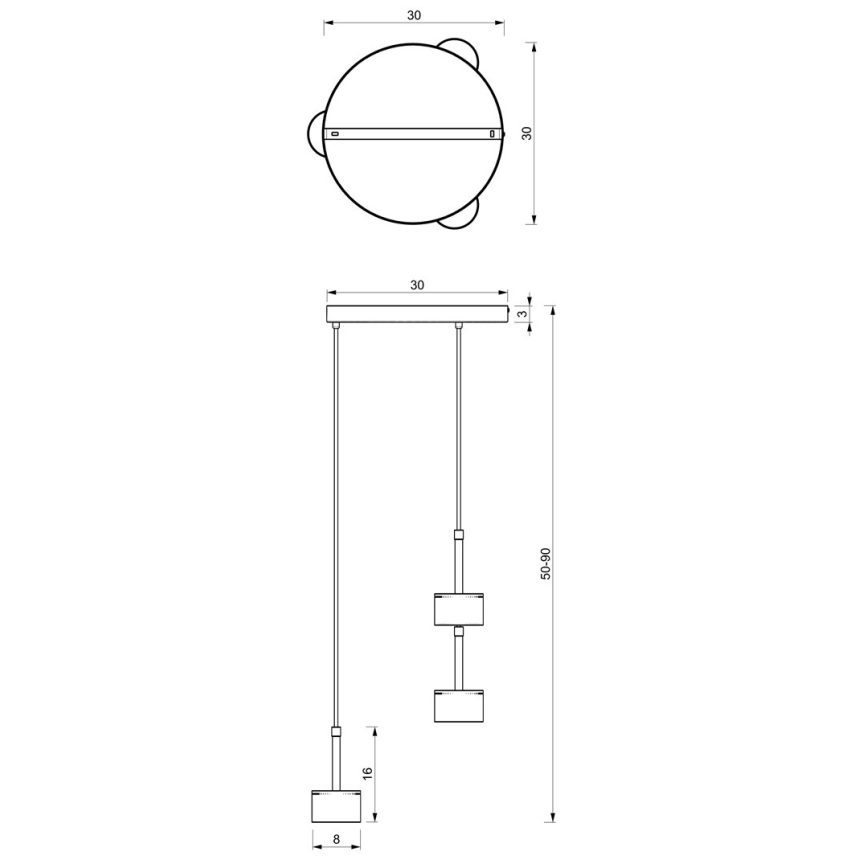 Candelabro suspenso ARENA 3xGX53/11W/230V branco/dourado