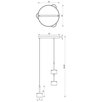 Candelabro suspenso ARENA 3xGX53/11W/230V preto/dourado