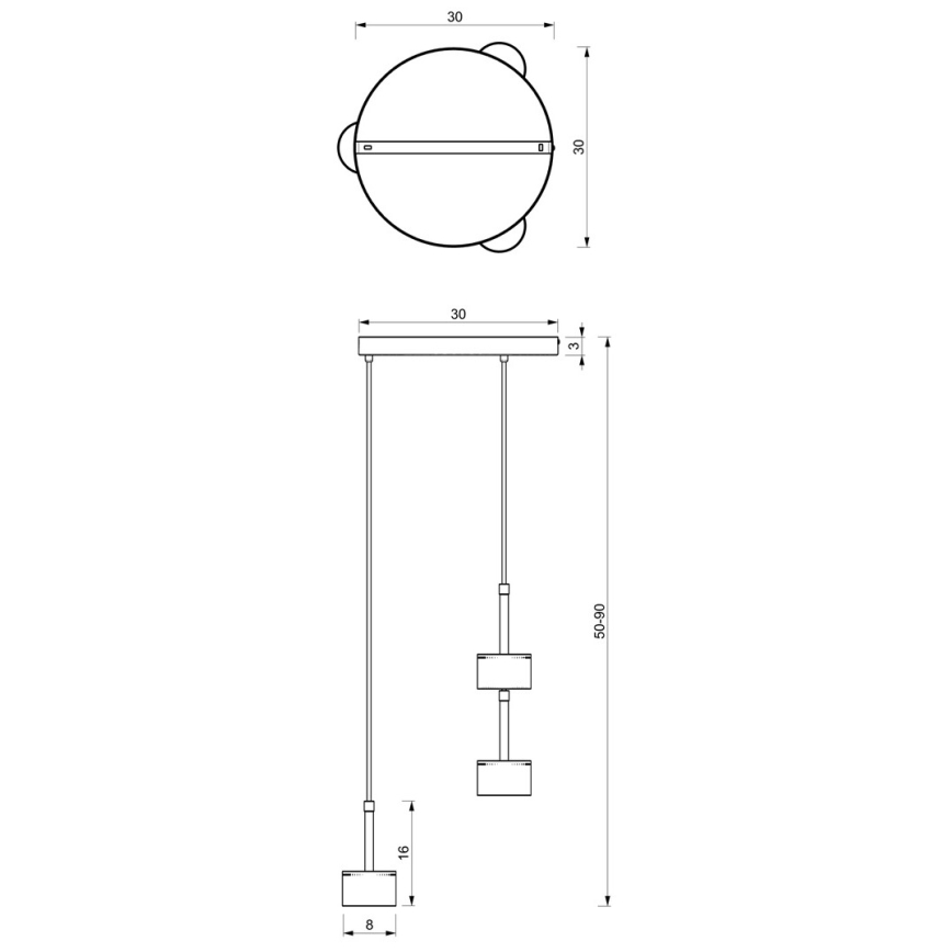 Candelabro suspenso ARENA 3xGX53/11W/230V preto/dourado