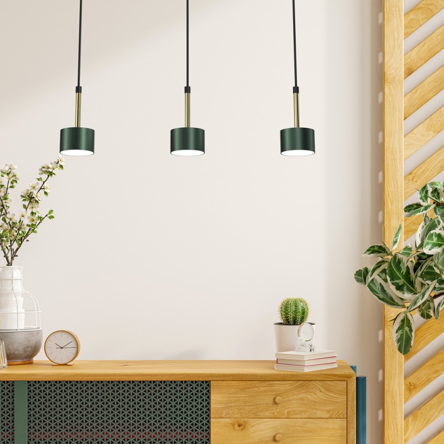 Candelabro suspenso ARENA 3xGX53/11W/230V verde/dourado