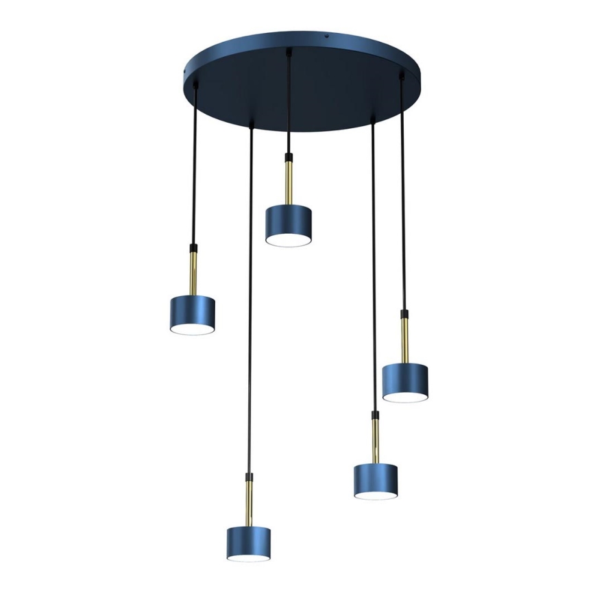 Candelabro suspenso ARENA 5xGX53/11W/230V azul/dourado
