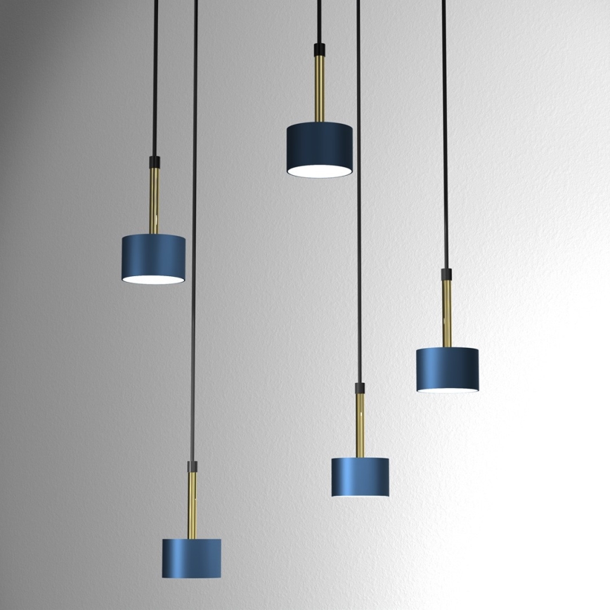 Candelabro suspenso ARENA 5xGX53/11W/230V azul/dourado