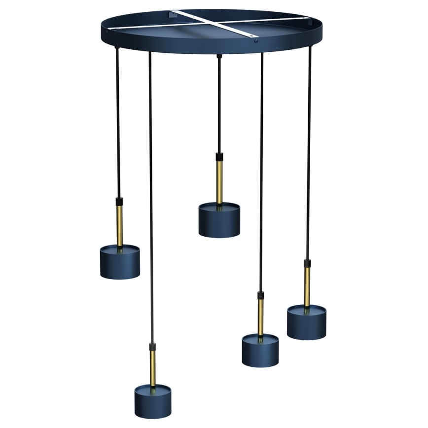 Candelabro suspenso ARENA 5xGX53/11W/230V azul/dourado