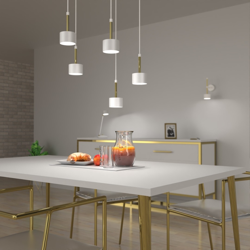 Candelabro suspenso ARENA 5xGX53/11W/230V branco/dourado