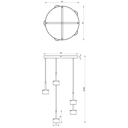 Candelabro suspenso ARENA 5xGX53/11W/230V branco/dourado