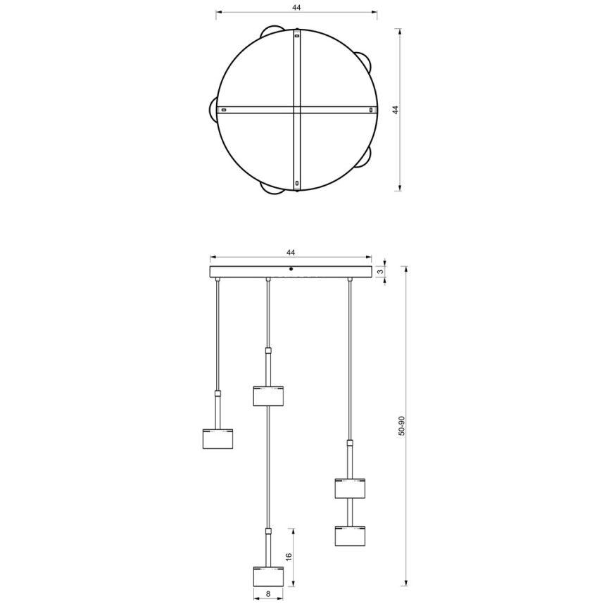 Candelabro suspenso ARENA 5xGX53/11W/230V preto/dourado