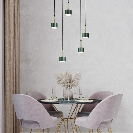 Candelabro suspenso ARENA 5xGX53/11W/230V verde/dourado