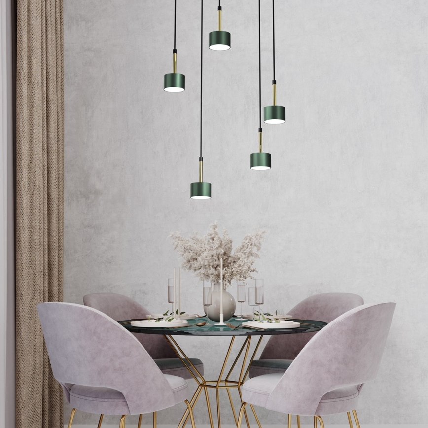 Candelabro suspenso ARENA 5xGX53/11W/230V verde/dourado