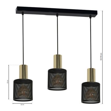 Candelabro suspenso ARES 3xE27/60W/230V