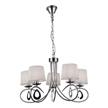 Candelabro suspenso ARNIKA 5xE14/40W/230V cromado mate/branco