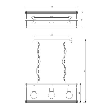 Candelabro suspenso ARNOLD 3xE27/60W/230V preto