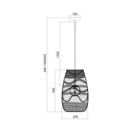 Candelabro suspenso ARONA 1xG9/9W/230V diâmetro 25 cm vime/bege