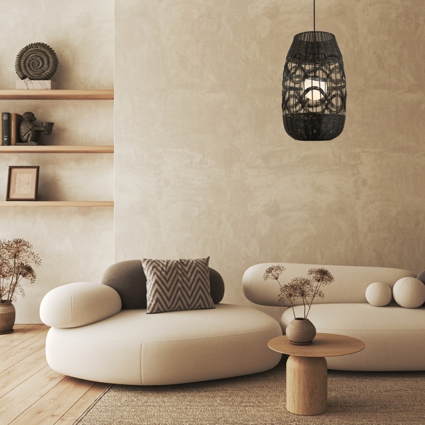 Candelabro suspenso ARONA 1xG9/9W/230V diâmetro 40 cm vime/preto