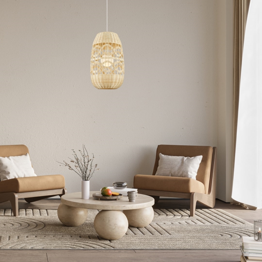 Candelabro suspenso ARONA 1xG9/9W/230V diâmetro 40 cm vime/bege