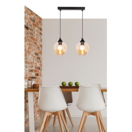 Candelabro suspenso ASPA 2xE27/40W/230V preto