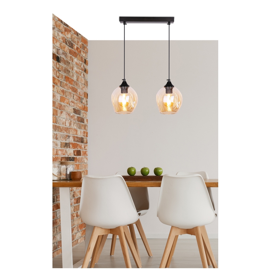 Candelabro suspenso ASPA 2xE27/40W/230V preto