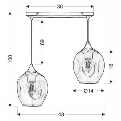 Candelabro suspenso ASPA 2xE27/40W/230V preto