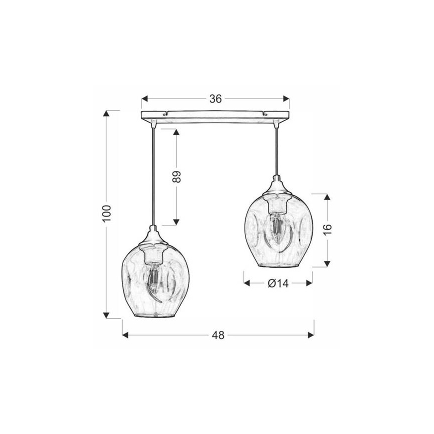 Candelabro suspenso ASPA 2xE27/40W/230V preto