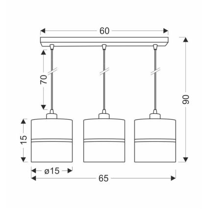 Candelabro suspenso ASSAM 3xE27/60W/230V preto
