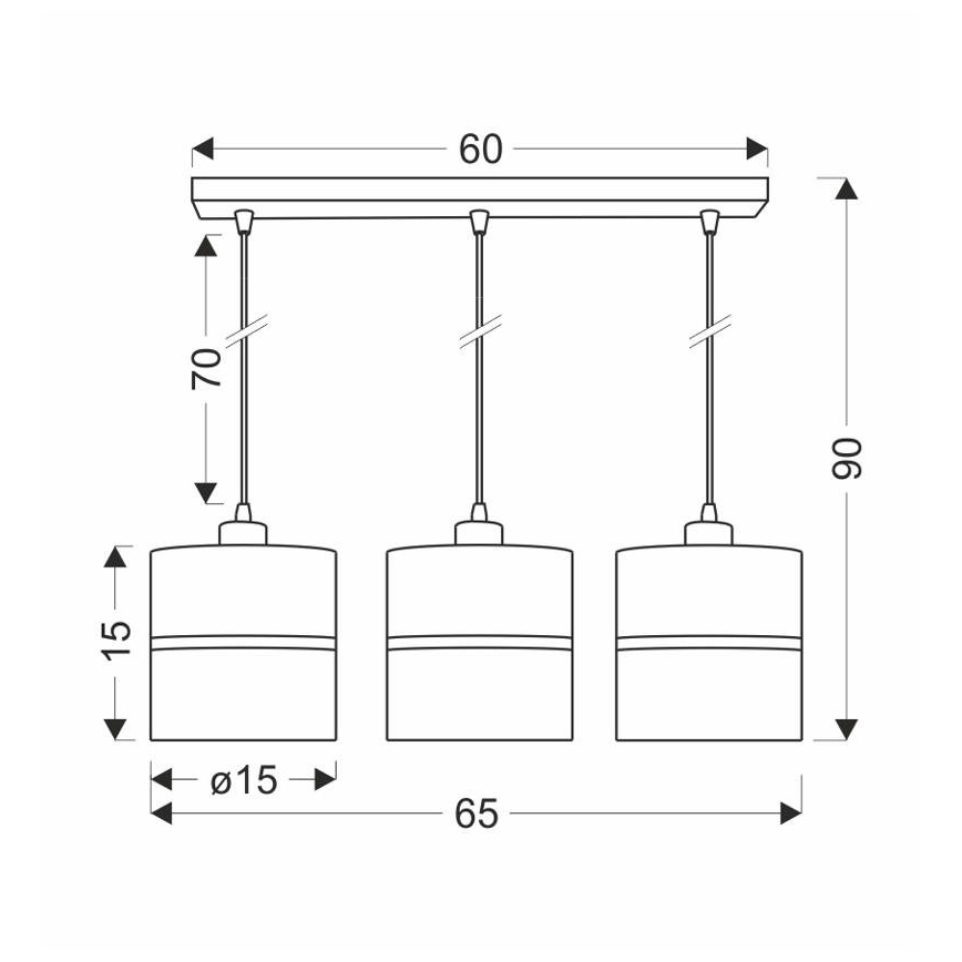 Candelabro suspenso ASSAM 3xE27/60W/230V preto