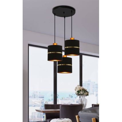 Candelabro suspenso ASSAM 3xE27/60W/230V preto