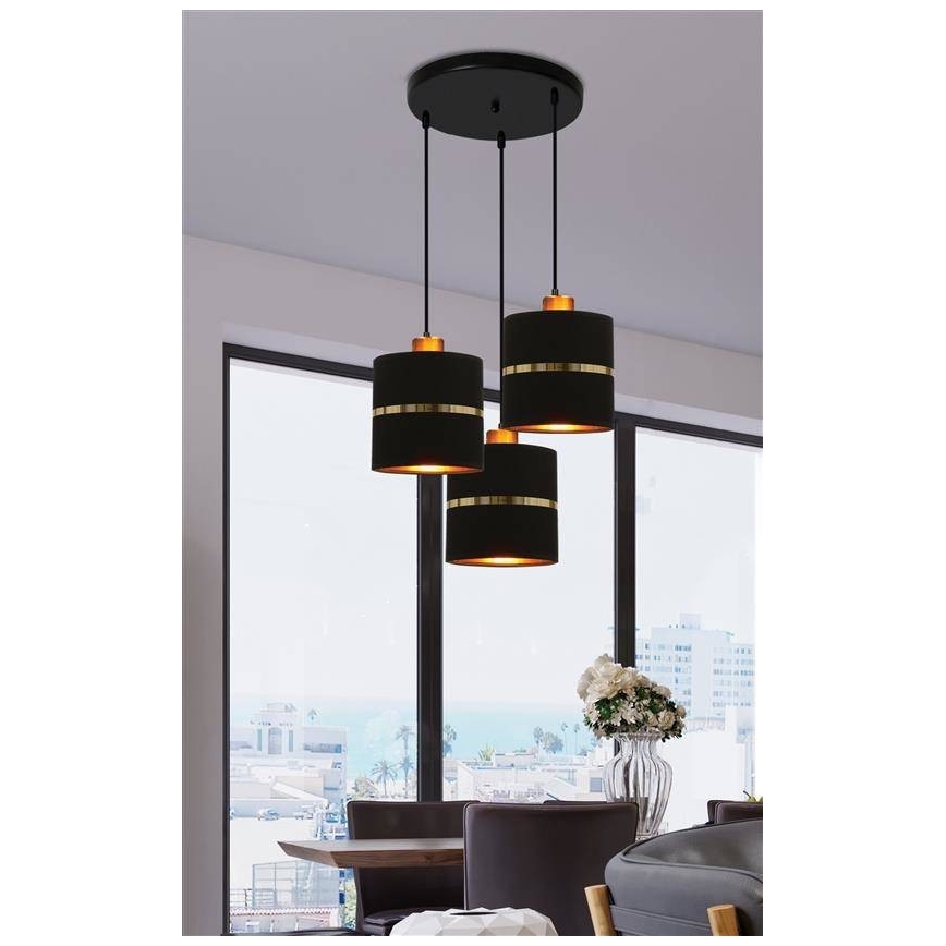 Candelabro suspenso ASSAM 3xE27/60W/230V preto