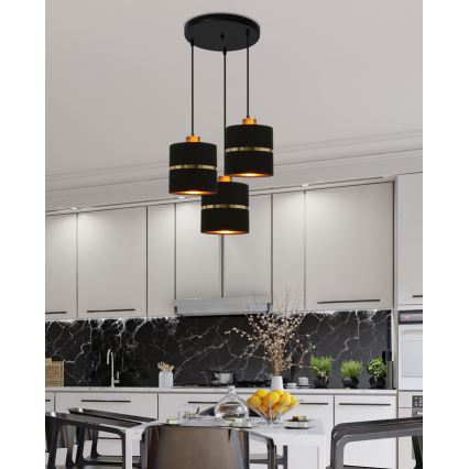 Candelabro suspenso ASSAM 3xE27/60W/230V preto