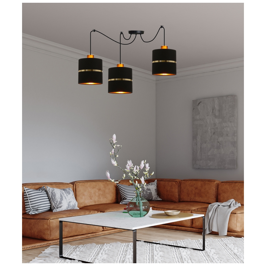 Candelabro suspenso ASSAM 3xE27/60W/230V preto