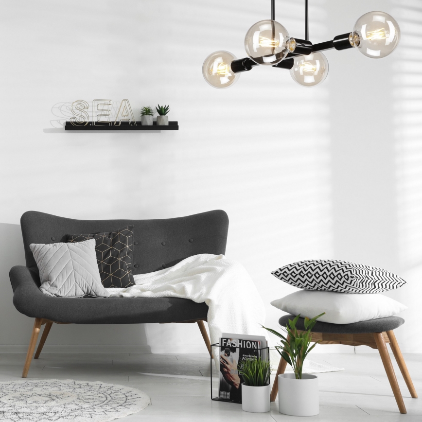 Candelabro suspenso ASTRID 4xE27/60W/230V preto