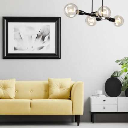 Candelabro suspenso ASTRID 4xE27/60W/230V preto