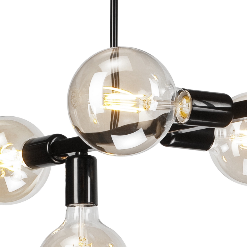 Candelabro suspenso ASTRID 6xE27/60W/230V preto