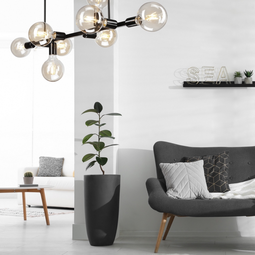 Candelabro suspenso ASTRID 8xE27/60W/230V preto