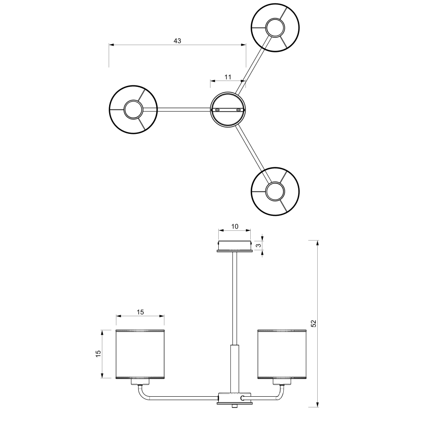 Candelabro suspenso ATLANTA 3xE27/60W/230V